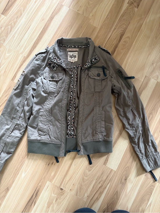 Alpha Industries Jackets & Blazers - Alpha Industries Olive Jacket with Leopard Trim